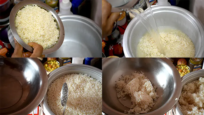 Authentic Andhra Tamarind Pulihora Recipe (Temple-Style Chintapandu Pulihora) Cook and Cool the Rice
