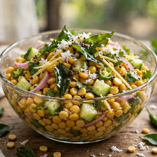 high protein Bengal gram dal salad crisp chana dal kosambari