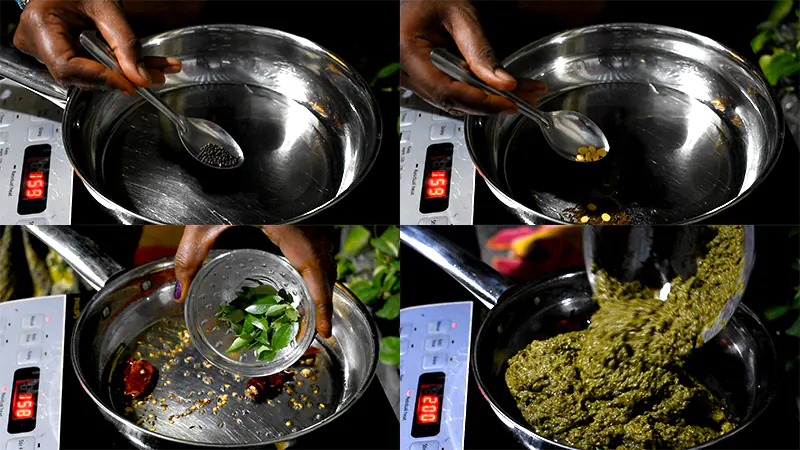 How to Make Coriander Chutney Recipe (Cooked Andhra Kothimeera Pachadi) Temper and finish
