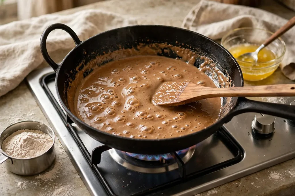 Atte Ka Sheera (Gujarati Whole Wheat Halwa): The Foolproof Golden Ratio Recipe Whole wheat flour roasting in ghee turning rich hazelnut brown and frothy