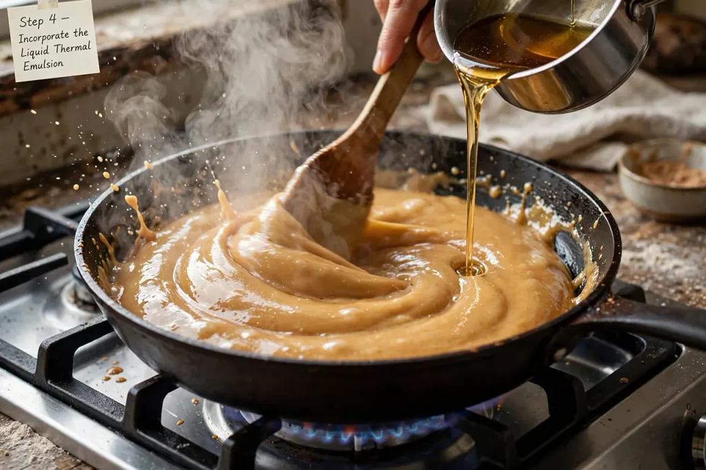 Atte Ka Sheera (Gujarati Whole Wheat Halwa): The Foolproof Golden Ratio Recipe Hot sweet water poured into roasted flour, steam sputtering and swelling glossy
