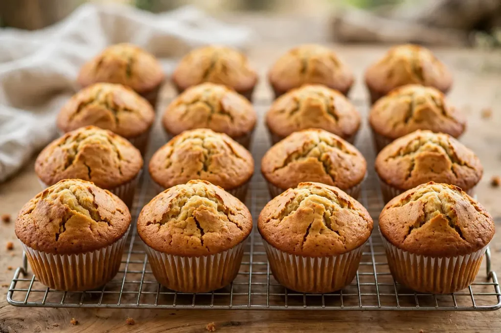 Easy Banana Muffins Recipe (Tall Domes & Ultra-Moist Crumb) easy banana muffins bakery domes golden brown tall tops moist crumb hero closeup