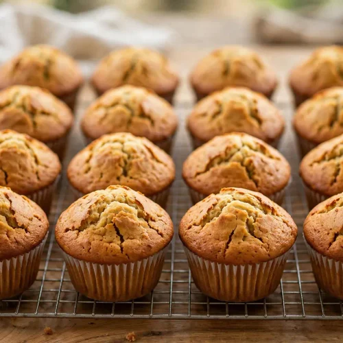 Easy Banana Muffins Recipe (Tall Domes & Ultra-Moist Crumb) easy banana muffins bakery domes golden brown tall tops moist crumb hero closeup