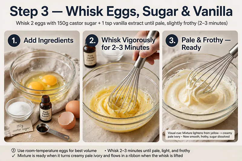 Classic Fudgy Chocolate Brownies Recipe Whisk eggs, sugar and vanilla extract.