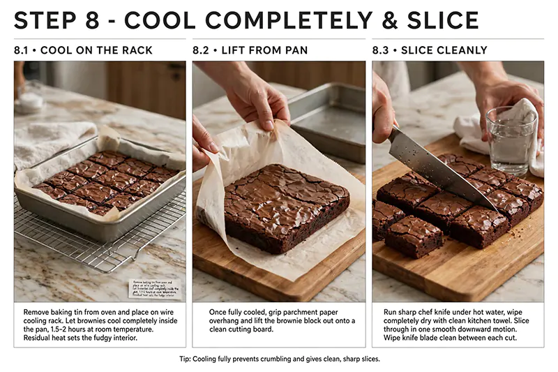 Classic Fudgy Chocolate Brownies Recipe Cool Completely and Slice
