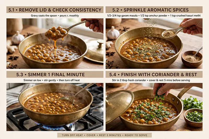 Easy Indian Chickpea Curry (Home-Style Chana Masala) Finish with Aromatic Spices