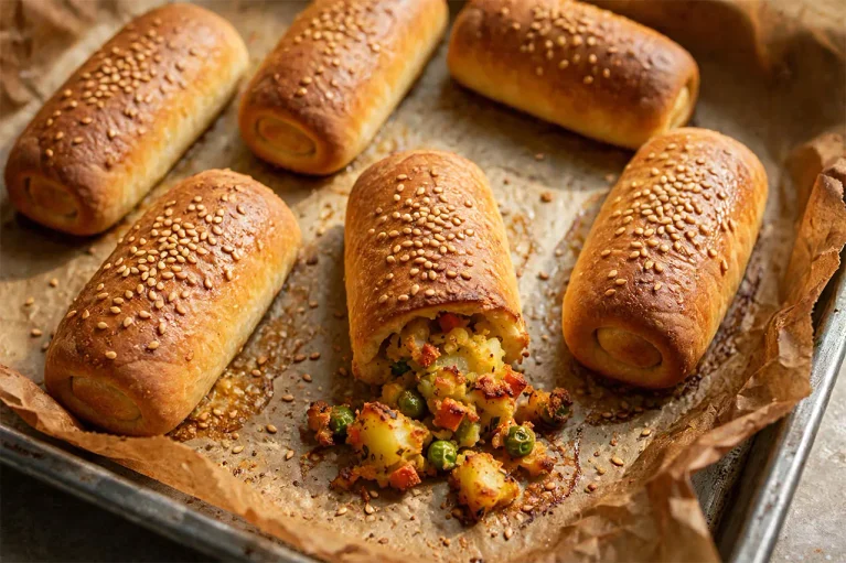 crispy baked bread rolls golden brown sesame topped