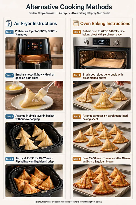 Crispy Chicken Kheema Samosa Recipe (With Folding & Frying Tips) Alternative cooking methods with Air fryer and Micro oven