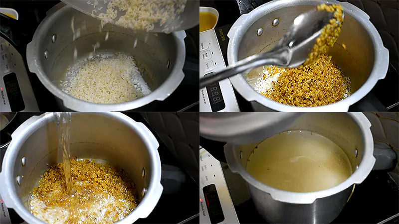 Authentic Khara Pongal Recipe (Hotel-Style Ven Pongal in Pressure Cooker) Pressure Cook the Rice and Dal