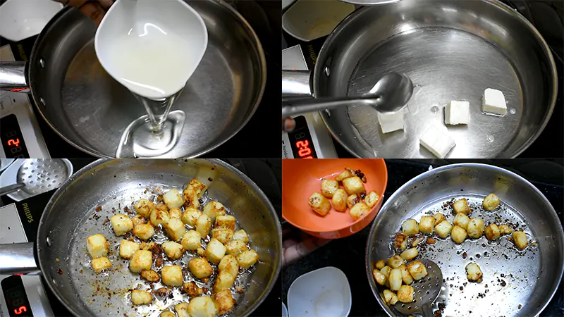 Restaurant-Style Paneer Masala Recipe at Home Pan-Fry the Paneer Cubes with vegetable oil