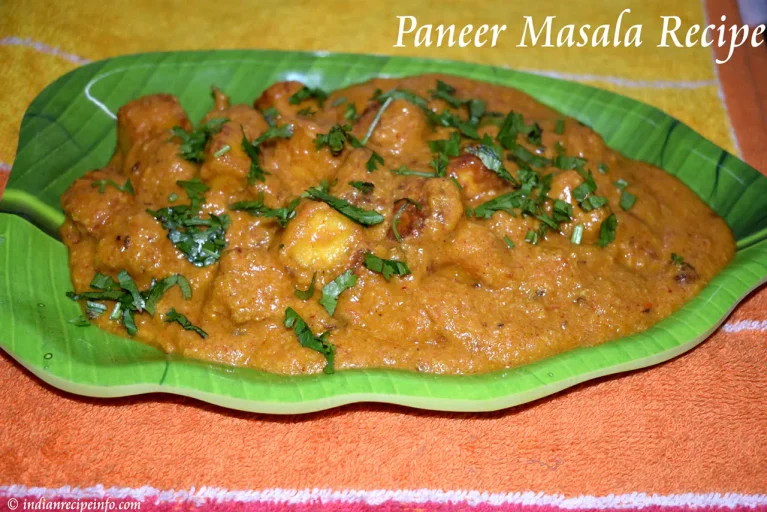 Restaurant style paneer masala garnished with coriander leaves