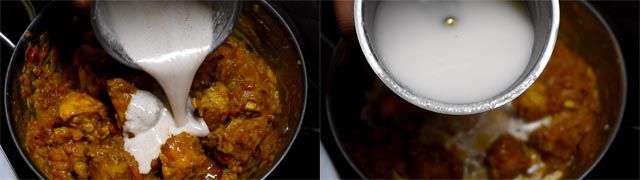 Put cashew paste to make Andhra Style Chicken Gravy.