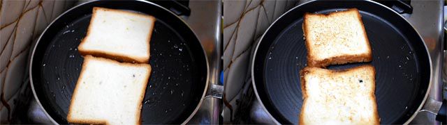 Roast bread slices to golden brown.