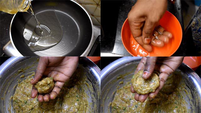 Heat oil and make fish egg cutlets