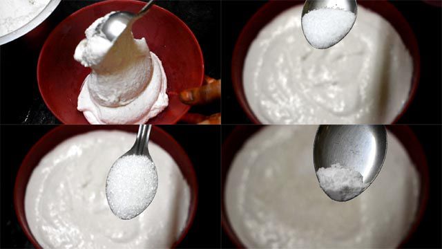 Perfect Poornam Boorelu Recipe with TIPS | Poornalu Recipe Add ½ tbsp. salt, sugar and cooking soda, mix well.