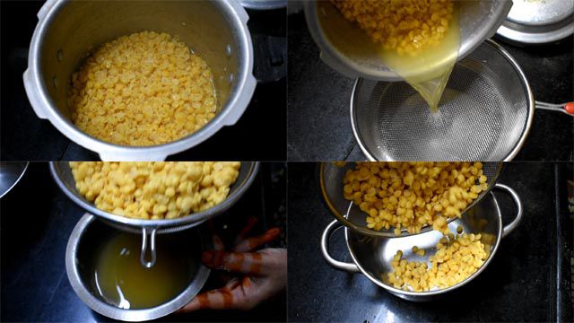 Perfect Poornam Boorelu Recipe with TIPS | Poornalu Recipe Drain chana dal stock to make Poornalu Recipe.
