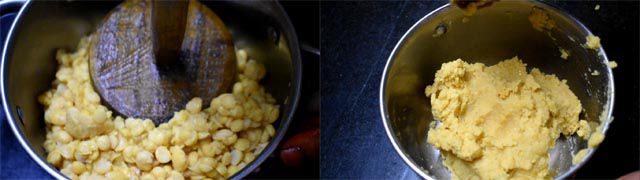 Mash chana dal to make soft paste.