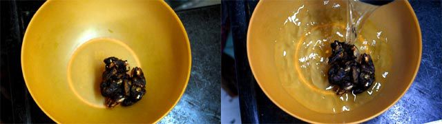 Extract tamarind pulp to make rasam recipe.