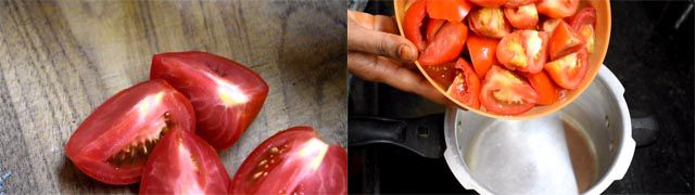 Slice tomatoes to make Tomato Ketchup Recipe.
