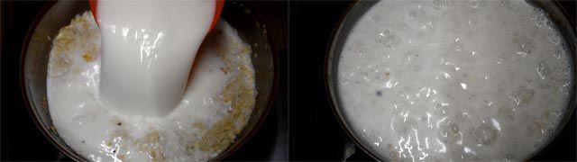 Add milk to make aval payasam recipe