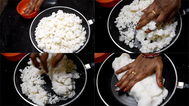 Knead the dough to make steamed modak recipe.