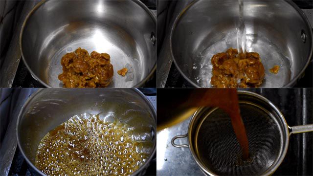 Make jaggery syrup and filter for foreign particles.