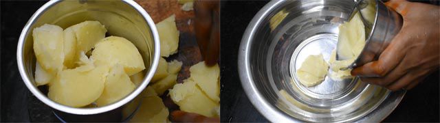 Make potato paste to  make aloo bhujia.