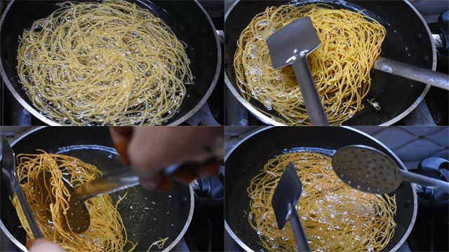 Deep fry namkeen sev.