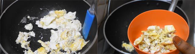 transfer eggs to bowl to make egg maggi noodles