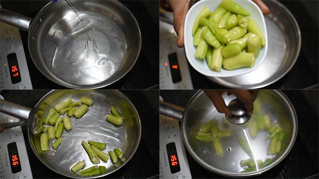 Fry green chillies to make mint chutney