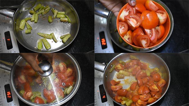 Add tomatoes to make pudina chutney