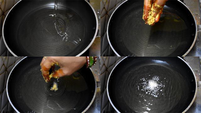 check oil temperature to make onion pakora recipe