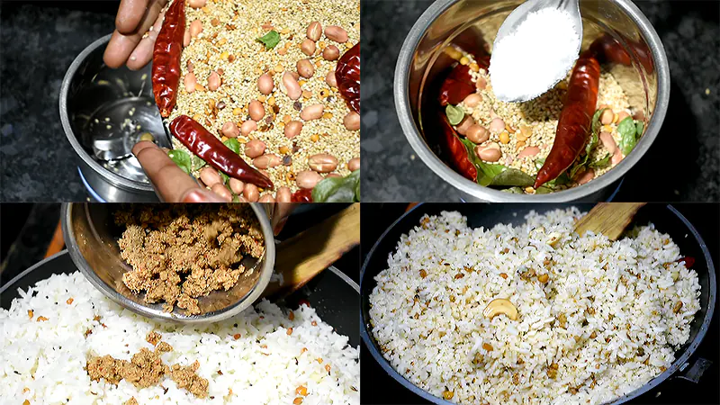 Nuvvula Annam (Authentic Andhra Sesame Rice) Grind the Podi and Toss to Finish