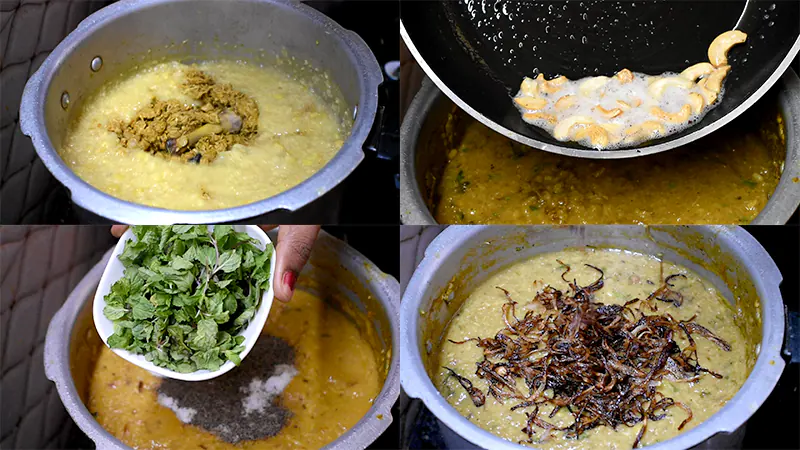 Authentic Hyderabadi Chicken Haleem Recipe (Pressure Cooker Method) union of all other ingredients and finishing.
