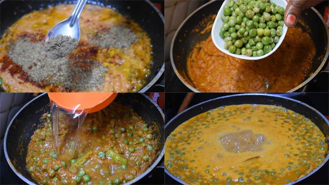 Rich Matar Paneer Recipe Restaurant Style matar paneer recipe: add garam masala, matar and water.