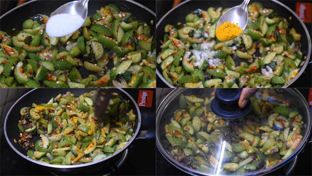 Akakarakaya Fry Recipe | Healthy Spiny Gourd Fry Recipe Akakarakaya Fry recipe: Sprinkle salt and turmeric powder.