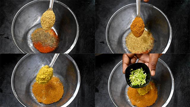 Chicken Drumstick Fry Recipe | Chicken Leg Fry Put coriander powder, garam masala , ginger garlic paste and green chilies.
