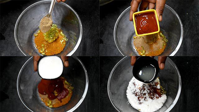 Chicken Drumstick Fry Recipe | Chicken Leg Fry Add chaat masala powder, tomato sauce, curd and lemon juice.