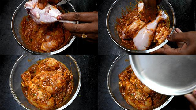 Chicken Drumstick Fry Recipe | Chicken Leg Fry chicken drumstick fry recipe: add chicken pieces, mix and marinate.
