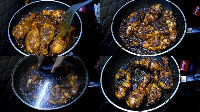 Chicken Drumstick Fry Recipe | Chicken Leg Fry Cook chicken leg fry with lid covered.