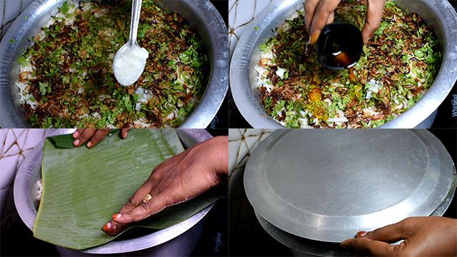 Paneer Biryani Recipe Restaurant Style Put ghee, food colour and close the top layer with banana leaf and a lid.