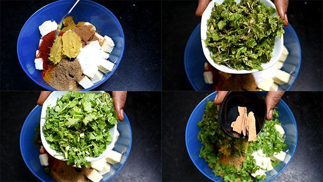 Paneer Biryani Recipe Restaurant Style put fresh ginger garlic paste, mint leaves, coriander leaves and cinnamon sticks.