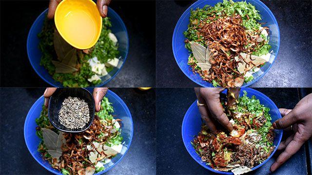 Paneer Biryani Recipe Restaurant Style add lemon juice, fried onions, kasurimethi and mix.