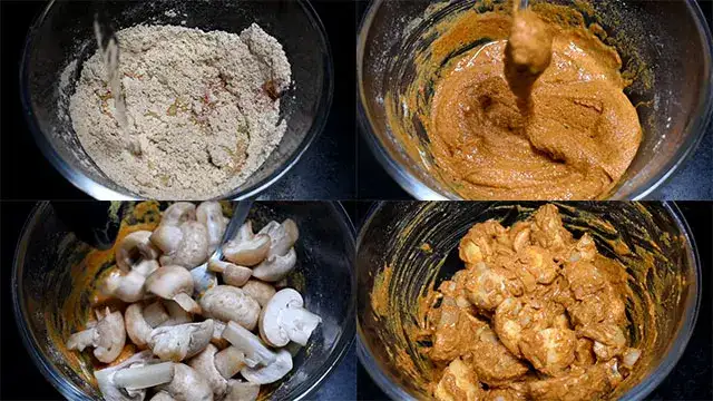 Healthy Mushroom Pakora Recipe mushroom pakora recipe: mix mushrooms with batter.