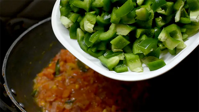 Perfect Capsicum Tomato Curry Recipe Add sliced Capsicum pieces.